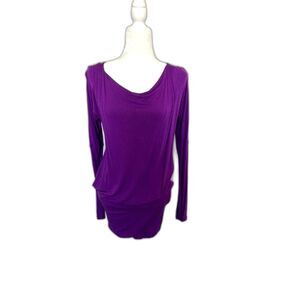 VINTAGE EXPRESS Cold Shoulder Fitted Waist Long Sleeve Blouse Purple Size XS